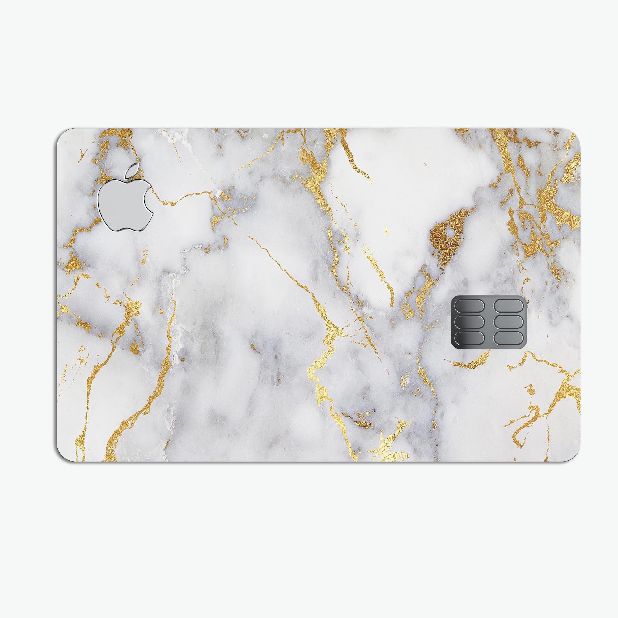 Marble and Digital Gold Foil V2 skin kit for Apple Card, showcasing premium design and protective features.